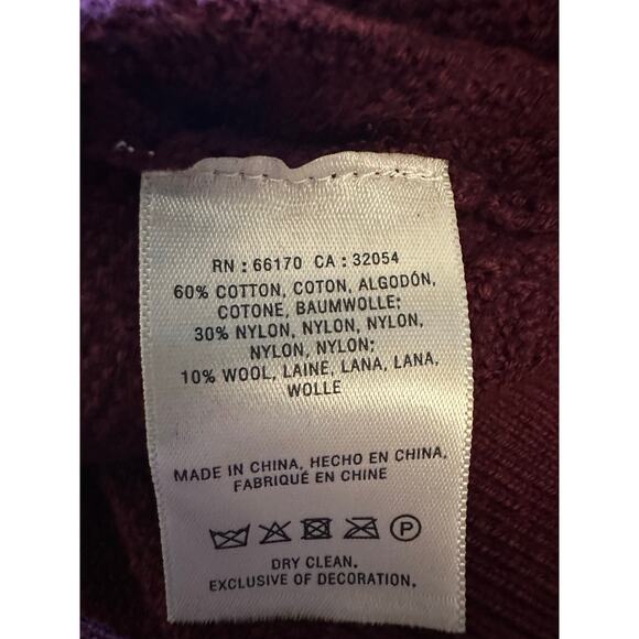 Anthropologie Field Flower Pearled Bow Beaded Sweater Maroon Wool Blend Size S - Picture 8 of 8